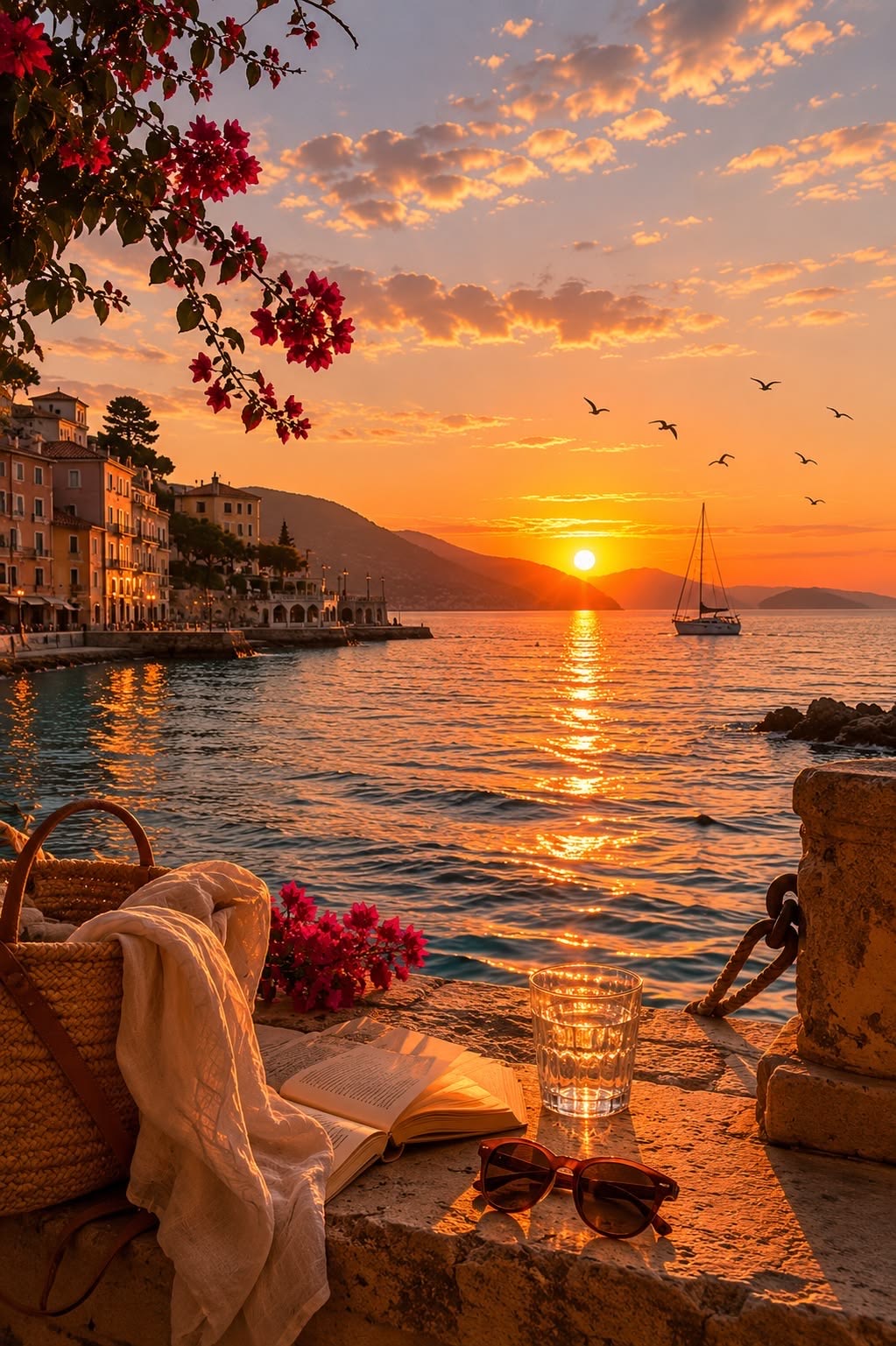 A sunset by the Mediterranean coast