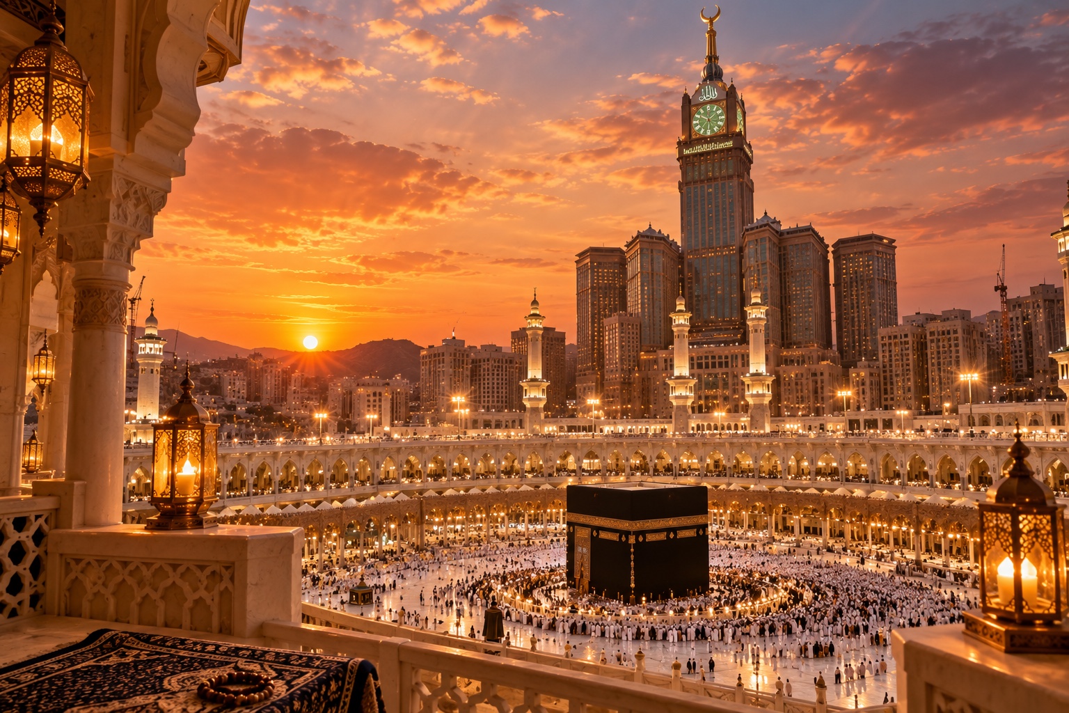 The Kaaba in Makkah at sunset