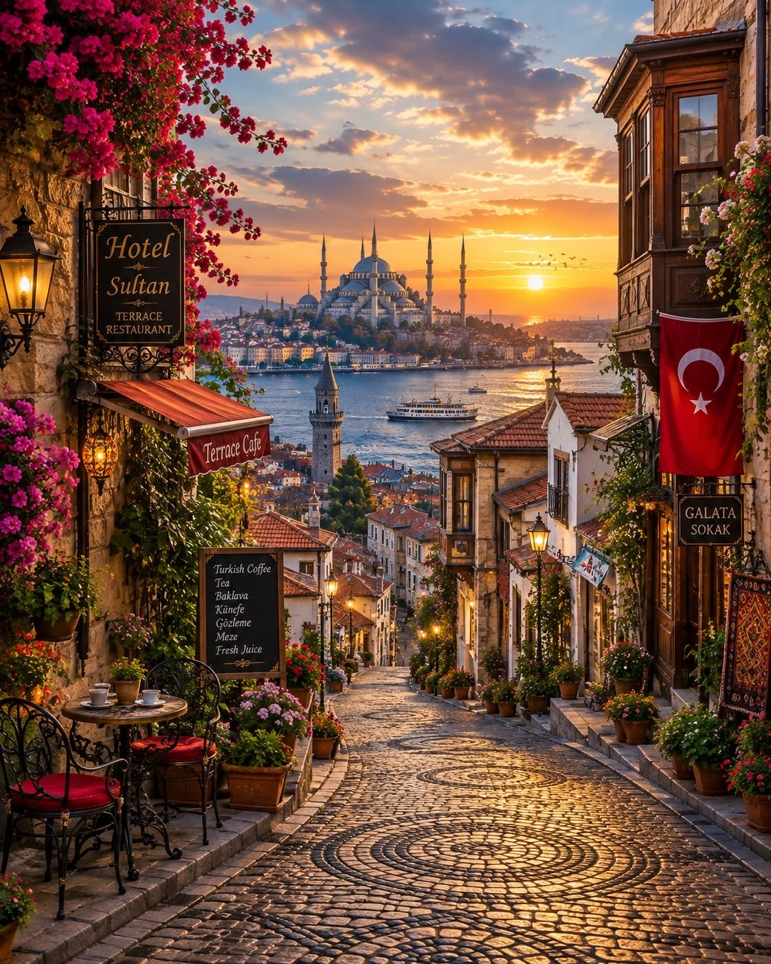 A sunset view over Istanbul